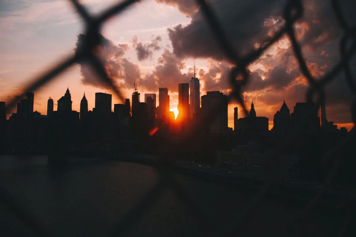 A city skyline at golden hour